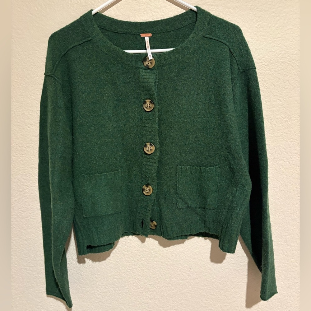 Free People Forest Green Luna Cardigan Sweater